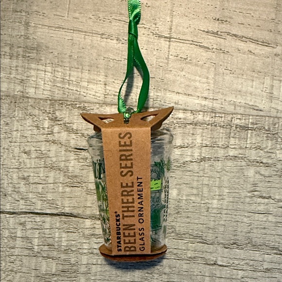 Starbucks Other - Starbucks Glass Ornament with Green Ribbon